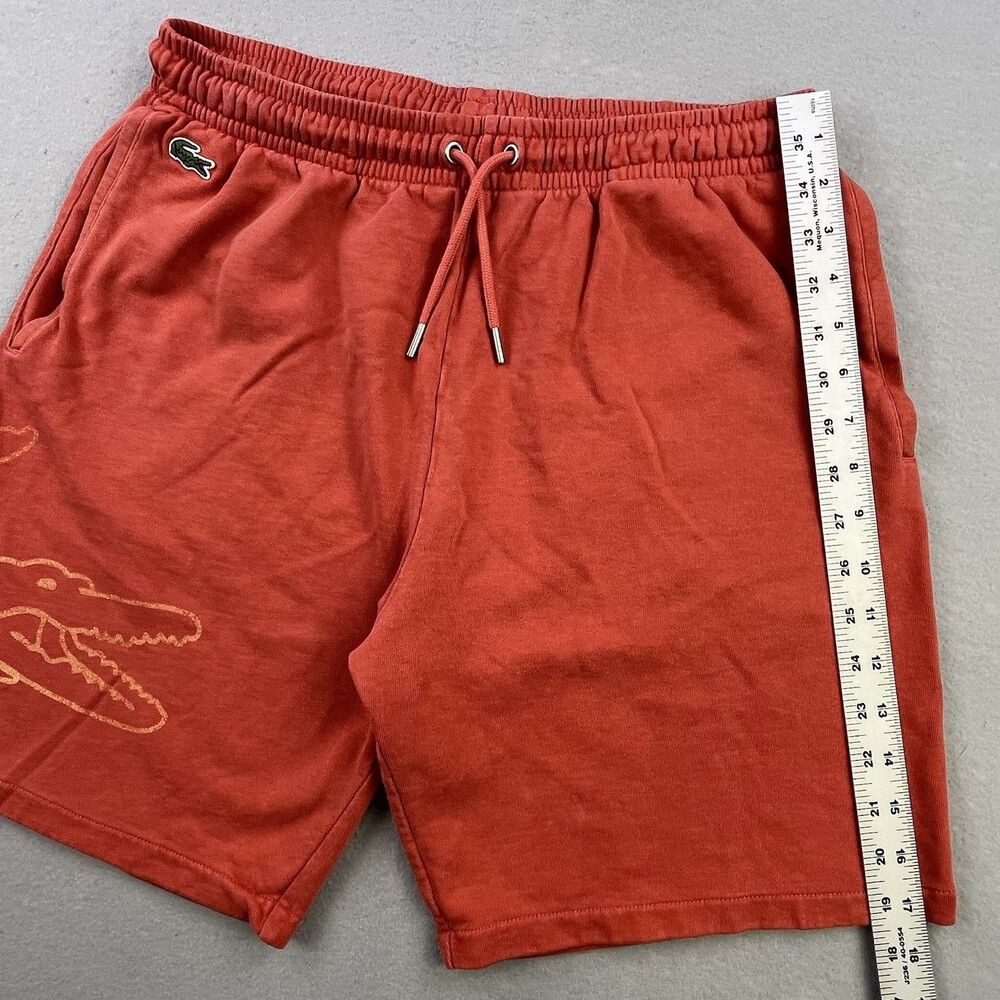 Lacoste Logo Sweat Shorts Mens M Orange Big Croc French Terry Athletic Pockets - Picture 14 of 14